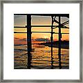 Oak Island Pier Sunset Framed Print