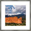 Pikes Peak And Garden Of The Gods Panoramic Framed Print