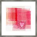 Pink And White Minimal Heart- Art By Linda Woods Framed Print