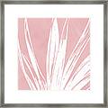 Pink And White Tropical Leaf- Art By Linda Woods Framed Print