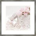 Pink Carnations In Rose Box Framed Print