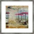 Pink Parasols On Sugar Beach Framed Print