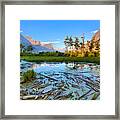 Pink Peaks Over Driftwood Framed Print