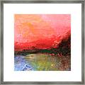 Pink Sky Over Water Abstract Framed Print