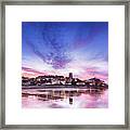 Pink Sunset Reflections Over Cromer Town At Dusk Framed Print