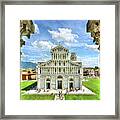 Pisa - Leaning Tower Behind Duomo - Vintage Version Framed Print