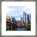 Pittsburgh Pa - Pittsburgh Skyline By Smithfield Street Bridge Framed Print