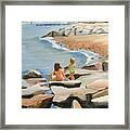 Playing On The Jetties Framed Print