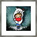 Polar Bear Hug Mug Girl Framed Print