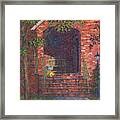 Porch With Green Bench Framed Print