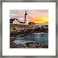 Portland Lighthouse Sunrise Framed Print