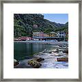 Portofino Mills Valley With Paraggi Bay And Beach Framed Print