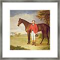 Portrait Of A Gentleman With His Horse Framed Print