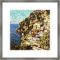 Positano Watercolor Framed Print