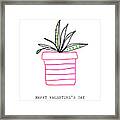 Potted Plant Valentine- Art By Linda Woods Framed Print