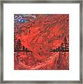 Pour - Red And Pines Framed Print