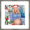 Pregnant Woman Celebrate Christmas Framed Print