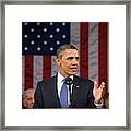 President Barack Obama Delivers His State Of The Union Address Framed Print