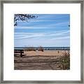 Presque Isle Beach Bench Lake Erie Pa Framed Print