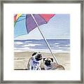 Pugs At The Beach Framed Print