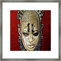Queen Mother Idia - Ivory Hip Pendant Mask - Nigeria - Edo Peoples - Court Of Benin On Red Velvet Framed Print