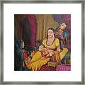 Queen Princess Sitting  Dressing From Her Maids Kaneej  Royal Art Oil Painting On Canvas Framed Print