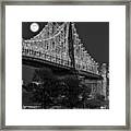 Queensboro 59 Street Bridge Full Moon Bw Framed Print