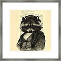 Raccoon Portrait, Animals In Clothes Framed Print