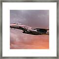 Raf Lakenheath F-15 Eagle In Flight With Orange Sun Light Framed Print