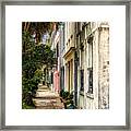 Rainbow Row Sidewalk View - 4 Framed Print