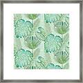 Rainforest Tropical - Elephant Ear And Fan Palm Leaves Repeat Pattern Framed Print