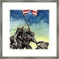 Raising The Flag On Iwo Jima Framed Print