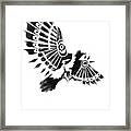 Raven Shaman Tribal Black And White Design Framed Print
