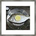 Raw Fish On Plate With Knife And Fork Framed Print