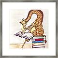 Reading Giraffe Framed Print