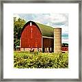 0040 - Red Barn And Horses Framed Print