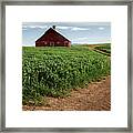 Red Barn In Green Field Framed Print