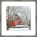 Red Barn In Winter Framed Print