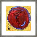 Red Blue Moon On Yellow Framed Print