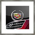 Red Cadillac C T S - Front Grill Ornament And 3d Badge On Black Framed Print