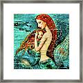 Red Hair Mermaid Mother And Child Framed Print