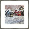 Red House In The Snow Framed Print