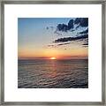Red Sunset Over Ocean Framed Print
