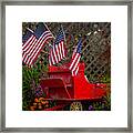 Red Wagon With Flags Framed Print
