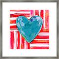 Red White And Blue Love- Art By Linda Woods Framed Print