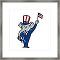 Republican Mascot Elephant Waving Us Flag Cartoon Framed Print