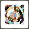 Retro Mod Brown And Blue Grapic Circle Pattern Framed Print