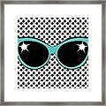 Retro Turquoise Cat Sunglasses Framed Print