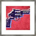 Revolver On Red Framed Print