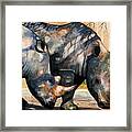 Rhinos In Dappled Shade. Framed Print